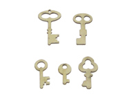 Декоративный элемент Маленькие ключики. Длина ключей от 25 мм до 50 мм, толщина 2 мм.