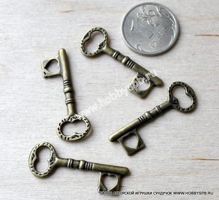 Малый ключик. Античная бронза. 34 мм